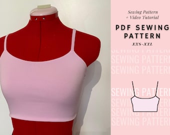 Crop Top Pattern, Tank Top Pattern, Easy Beginner Pattern, Y2K Crop Top, Women's Sewing Patterns