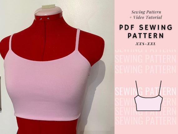 Crop Top Pattern, Tank Top Pattern, Easy Beginner Pattern, Y2K Crop Top, Women's Sewing Patterns