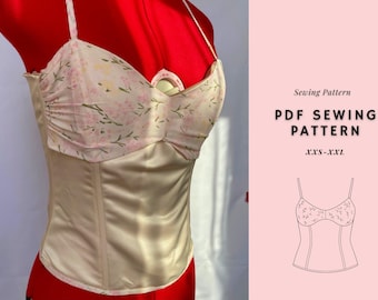 Bustierpatroon, patroon vetertop, korsetpatroon, patronen damestop, korsettopje, patroon damestop, pdf-naaipatroon