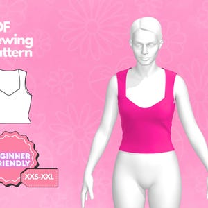 Top Pattern, Seamless Top Pattern, Easy Sewing Pattern, Digital Sewing Pattern, Women&#39;s Top Pattern, Beginner Patterns