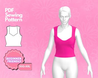 Top Pattern, Seamless Top Pattern, Easy Sewing Pattern, Digital Sewing Pattern, Women's Top Pattern, Beginner Patterns