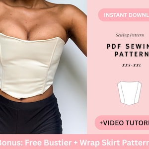 Corset Sewing Pattern, Top Sewing Pattern, Bustier Pattern, Lace Up Corset, Seamless Pattern, Women Sewing Pattern