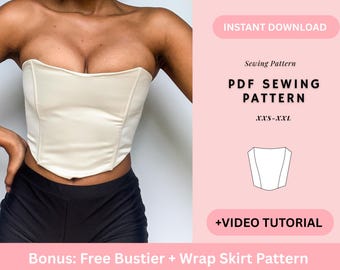 Corset Sewing Pattern, Top Sewing Pattern, Bustier Pattern, Lace Up Corset, Seamless Pattern, Women Sewing Pattern