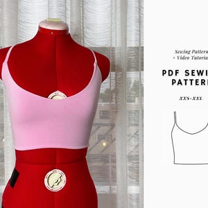 Patroon crop top open achterkant| Patroon top met V-hals| Top zonder rug | Top met striksluiting aan de achterkant| Top met veters| Maten XXS- XXL| Direct downloaden| Damespatronen