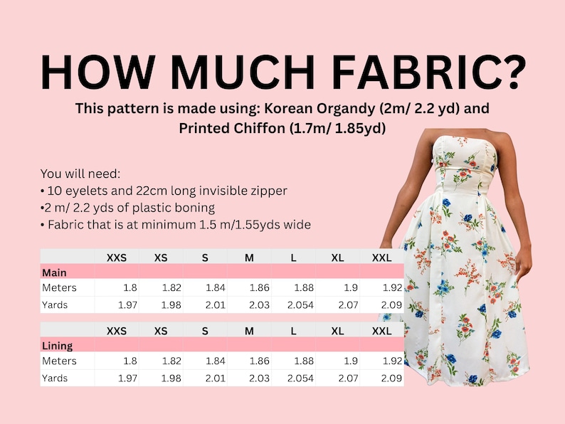 Dress Sewing Pattern| Summer Dress Pattern |Midi/ Maxi Dress Pattern | Strapless Dress Pattern |Women's Dress Patterns| PDF Beginner Pattern image 6
