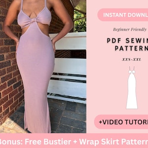 Maxi Kleid Schnittmuster, Digital Schnittmuster, Bodycon Kleid Schnittmuster, Nähen Muster für Frauen Kleid, Nähen von Mustern Kleid