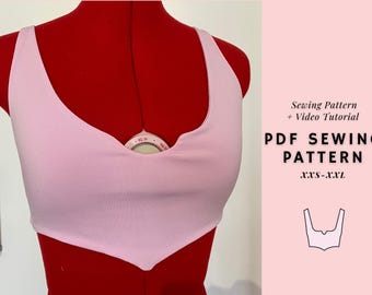 Crop Top Pattern, Easy Beginner Pattern, Y2K Crop Top,Women's Sewing Patterns