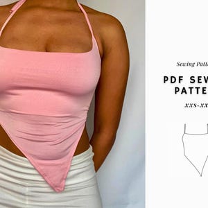 Halter Cami Top Sewing Pattern: Backless Y2K Style (PDF Digital Download)