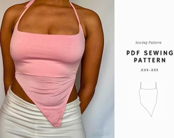 Halter Top Pattern | Cami Top Pattern | Asymmetrical Top| Y2K Top| Summer Top | Women's Top Pattern| Sewing Pattern | Beginner Friendly