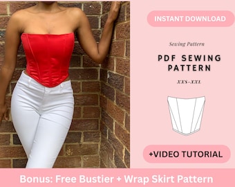 Corset Pattern| Bustier Corset Pattern| Corset Top | Top Sewing Pattern| Women Sewing Pattern| Underbust Corsets | Crop Top