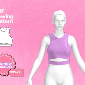 Crop Top Sewing Pattern, Seamless Top Pattern, Tank Top Pattern,Digital Sewing Pattern, Women&#39;s Top Pattern, Beginner Patterns