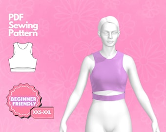 Crop Top Sewing Pattern, Seamless Top Pattern, Tank Top Pattern,Digital Sewing Pattern, Women's Top Pattern, Beginner Patterns