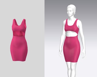 Cutout Kleid Schnittmuster, Bodycon Kleid Schnittmuster, Mini Kleid Schnittmuster, Frau Kleid Schnittmuster, Party Kleid, PDF Pattern Kleid
