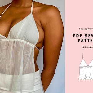 Backless Top Sewing Pattern, Summer Top Sewing Pattern, Ruched Top Sewing Pattern, y2k Sewing Pattern, Open Back Top Sewing Pattern