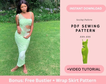 Bodycon Dress Sewing Pattern, Midi Dress, Maxi Dress, Sewing Patterns For Women Dress, PDF Sewing Patterns, Dresses Pattern