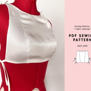 Tie Top Pattern, Cropped Top Pattern, Ladies Top Pattern, Pdf Sewing Patterns, Summer Top, Pdf Pattern