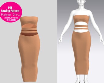 strapless bodycon dress sewing pattern Tube Dress Sewing Pattern