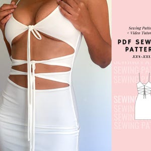 Tie Dress Pattern |Bodycon Dress Sewing Pattern| Women's Dress Pattern| Short Dress Pattern| PDF Dress Pattern| Easy Dress Pattern