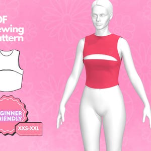 Tank Top Sewing Pattern, T-shirt Pattern, Vest Pattern, Digital Sewing Pattern, Women&#39;s Top Pattern, Beginner Patterns