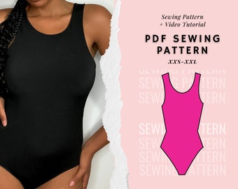 Bodysuit Sewing Pattern, One Shoulder BodySuit, Leotard Pattern, Dance Bodysuit Pattern, Shapewear Bodysuit.