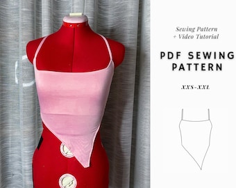 Halter Top Pattern | Cami Top Pattern | Asymmetrical Top| Y2K Top| Summer Top | Women's Top Pattern| Sewing Pattern | Beginner Friendly