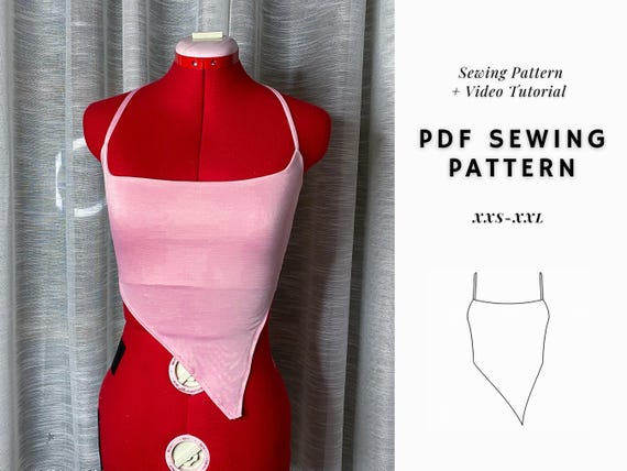 Halter Top Pattern | Cami Top Pattern | Asymmetrical Top| Y2K Top| Summer Top | Women's Top Pattern| Sewing Pattern | Beginner Friendly