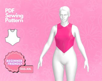 Crop Top Sewing Pattern, Seamless Top Pattern, Tank Top Pattern, Vest Pattern, Digital Sewing Pattern, Women's Top Pattern, Beginner Pattern