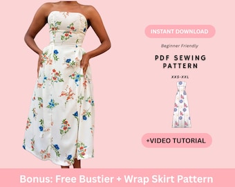 knee length dresses for ladies Alicia Tiered Midi Sundress PDF Digital Sewing Pattern – isa in stitches main image 0