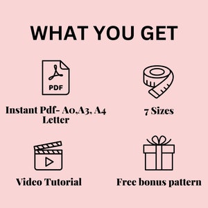 K&ouml;nnte beinhalten: Was Sie erhalten: Sofortiges PDF-Muster in den Gr&ouml;&szlig;en A0, A3, A4 und Letter, 7 Gr&ouml;&szlig;en, Video-Tutorial und ein kostenloses Bonus-Muster.