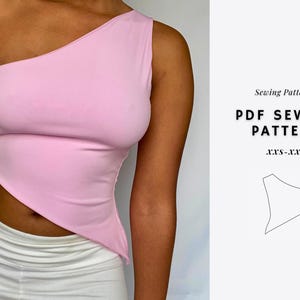 One Shoulder Top Pattern, Top Sewing Patterns, Women Sewing Pattern, Off Shoulder Top Sewing Pattern, Bandeau Top Pattern, Asymmetrical Top