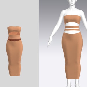 Strapless Bodycon Dress Sewing Pattern, Midi Dress, Tube Dress, Knit Dress,  Sewing Patterns For Women Dress, PDF Sewing Patterns, Dresses