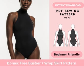 Turtle Neck, Racer Top, Bodysuit Pattern, Dance Leotard, Underwear, Womens Top Patterns, Beginner Friendly.