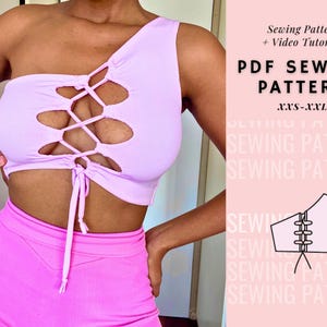 One Shoulder Top Pattern , Tank Top Pattern, Summer Top Pattern, Crop Top, Beginner pattern, Women&#39;s Top Patterns, Knit Pattern
