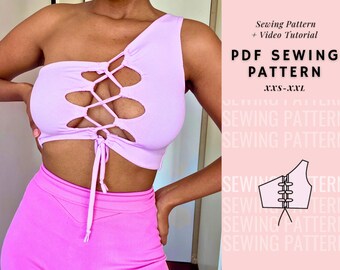One Shoulder Top Pattern , Tank Top Pattern, Summer Top Pattern, Crop Top, Beginner pattern, Women's Top Patterns, Knit Pattern