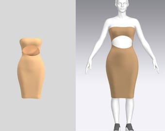 Patron de couture de robe découpée, Robe tube, Robe en tricot découpée, Patron de robes, Patrons de couture pour robe femme, Robe courte