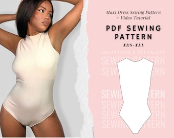 Bodysuit Sewing Pattern, Women's Tops, Leotard Sewing Pattern, Top Pattern, Easy Beginner Pattern, Sewing Patterns For Women's Tops