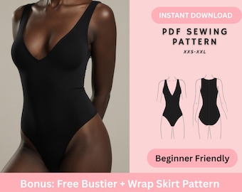 Bodysuit Sewing Pattern, Plunging Neck , Leotard Pattern, Dance Bodysuit Pattern, Shapewear Bodysuit.