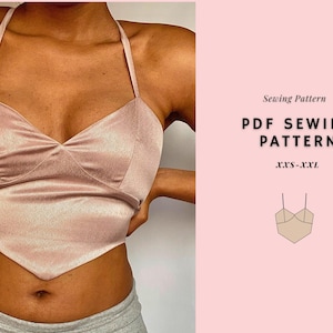 Y2K Top Pattern, Open Back, Backless Top Pattern,  Crop Top Pattern, Halter Top, Beginner Friendly (PDF Pattern)