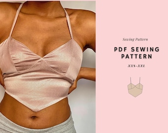 Y2K Top Pattern, Open Back, Backless Top Pattern,  Crop Top Pattern, Halter Top, Beginner Friendly (PDF Pattern)