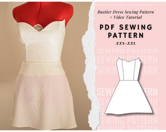 Backless Lace Up Dress Pattern| Bustier Pattern| Mini Summer Cocktail Dress Sewing Pattern For Women, Women's Dress Patterns