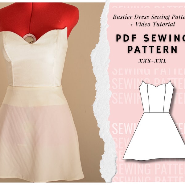 Backless Lace Up Dress Pattern| Bustier Pattern| Mini Summer Cocktail Dress Sewing Pattern For Women, Women's Dress Patterns