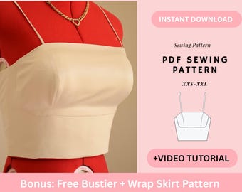 Bustier Top Pattern, Tie back Back Patter, Summer Top Pattern, Women's Top Pattern, Beginner Patterns, Seamless Pattern, Crop Top Pattern