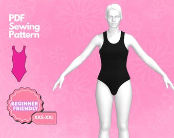 Bodysuit Sewing Pattern, Tank Top Bodysuit, PDF Leotard Pattern, Dance Outfit, Easy Digital PDF Pattern, Women's Top Patterns.