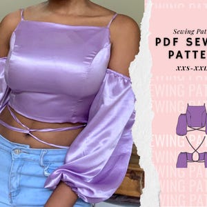 Halter Crop Top PDF Sewing Pattern | Sizes XXS-XXL | Instant download | Digital Pattern A4 and A0