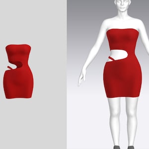 Strapless Cutout Bodycon Dress Sewing Pattern, Cutout Dress, Short Dress, Women&#39;s Dresses, Dresses Pattern, Sewing Patterns For Women Dress