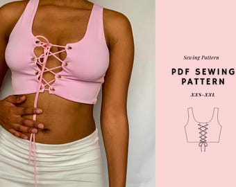 Y2k Sewing Pattern, Tie Front Top Sewing Pattern, Tank Top Pattern, Crop Top Pattern, Summer Top Pattern, Women Top Pattern, Tie Top Pattern