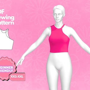 Crop Top Sewing Pattern, Tank Top Sewing Pattern, Easy Sewing Pattern, Digital Sewing Pattern, Women&#39;s Top Pattern, Beginner Patterns