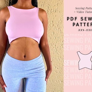 Racer Tank Top Sewing Pattern, Crop Top, Sports Bra, Reversible Pattern, Women&#39;s Top Pattern, Beginner Sewing Pattern, PDF Pattern