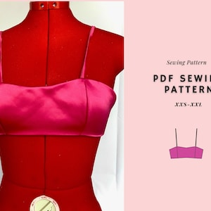 Bustier Crop Top Pattern, Bralette, Beginner Pattern (PDF Pattern)