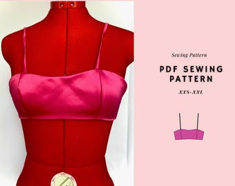 Bustier Crop Top Pattern, Bralette, Beginner Pattern (PDF Pattern)